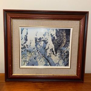 Robert Bateman Snowy Hemlock Barred Owl framed nature wildlife